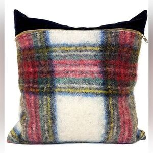 Felted Mohair Tartan Throw Pillow